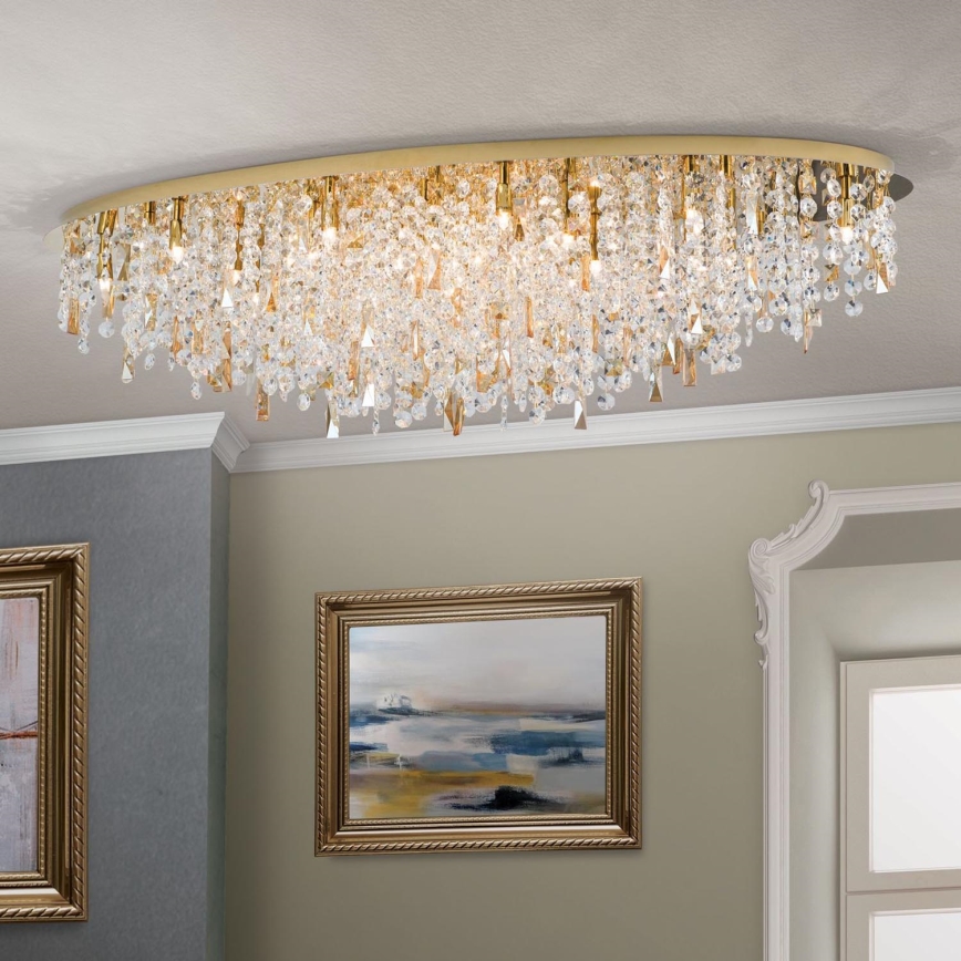 Iluminação de teto de cristal CRYSTALRIVER 21xG9/40W/230V dourado