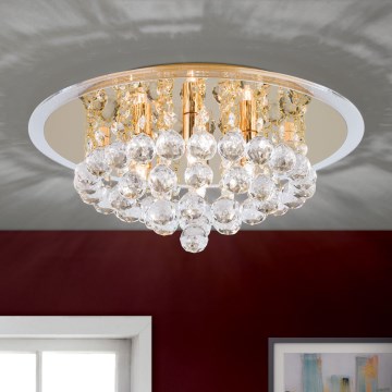 Iluminação de teto de cristal GLORIA 4xG9/40W/230V diâmetro 38 cm dourado