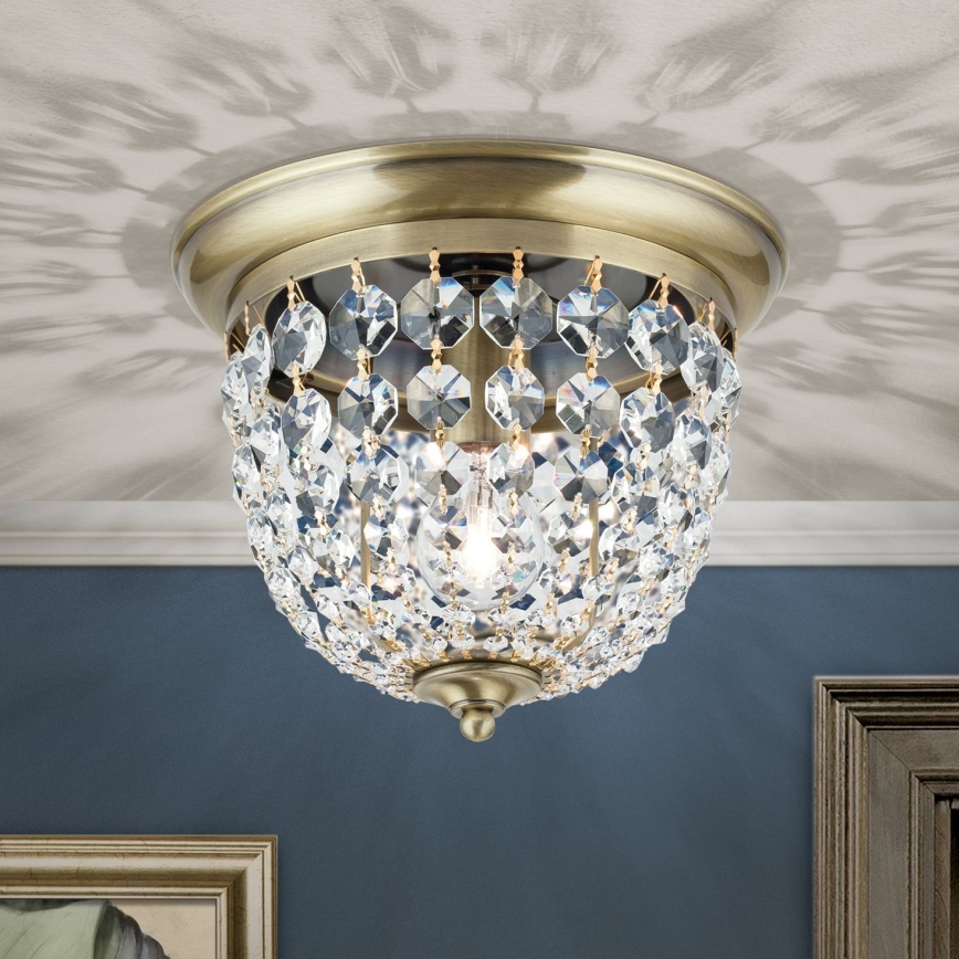Iluminação de teto de cristal PLAFOND 1xE27/40W/230V diâmetro 26 cm bronze