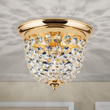 Iluminação de teto de cristal PLAFOND 1xE27/40W/230V diâmetro 26 cm dourado