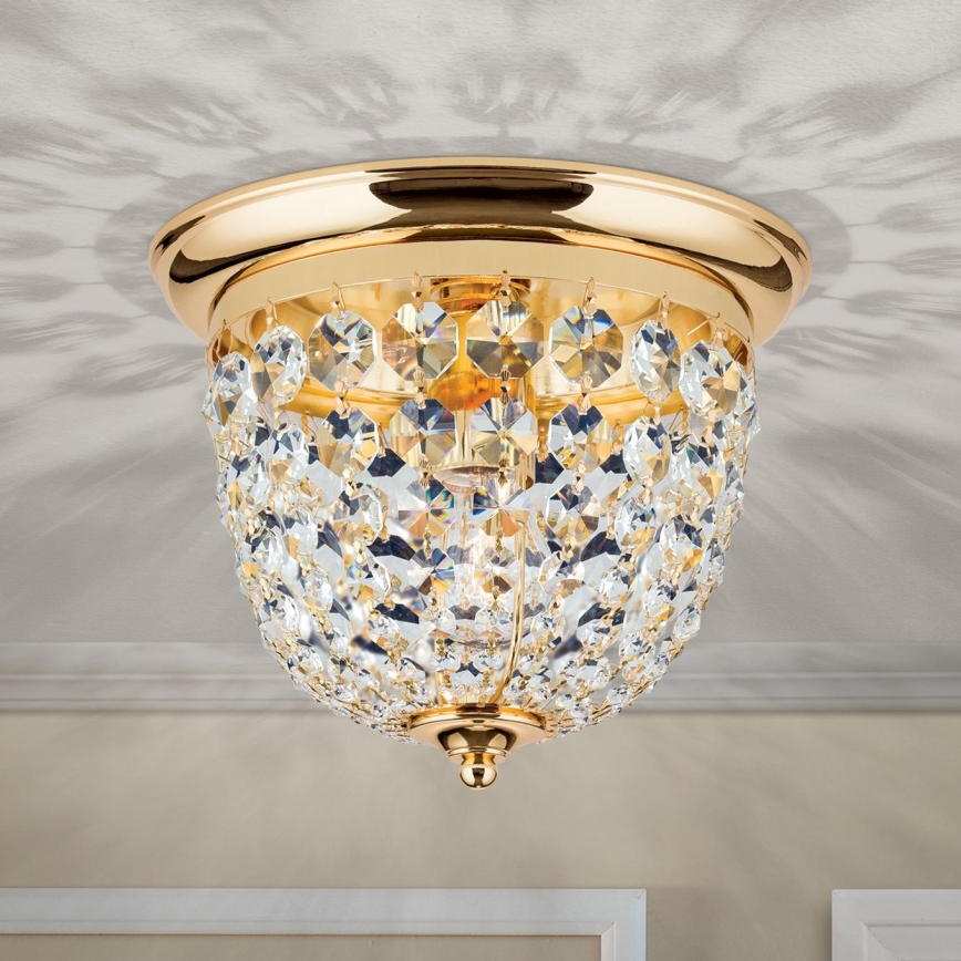 Iluminação de teto de cristal PLAFOND 1xE27/40W/230V diâmetro 26 cm dourado