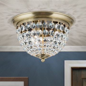 Iluminação de teto de cristal PLAFOND 3xE27/40W/230V diâmetro 35 cm bronze