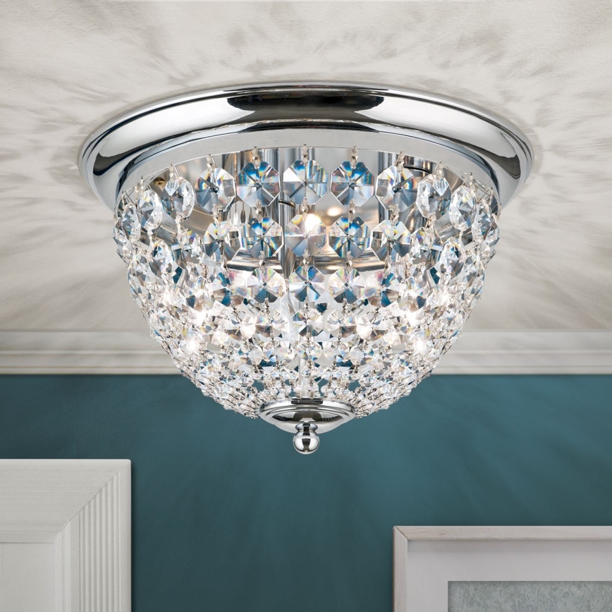 Iluminação de teto de cristal PLAFOND 3xE27/40W/230V diâmetro 35 cm cromado brilhante