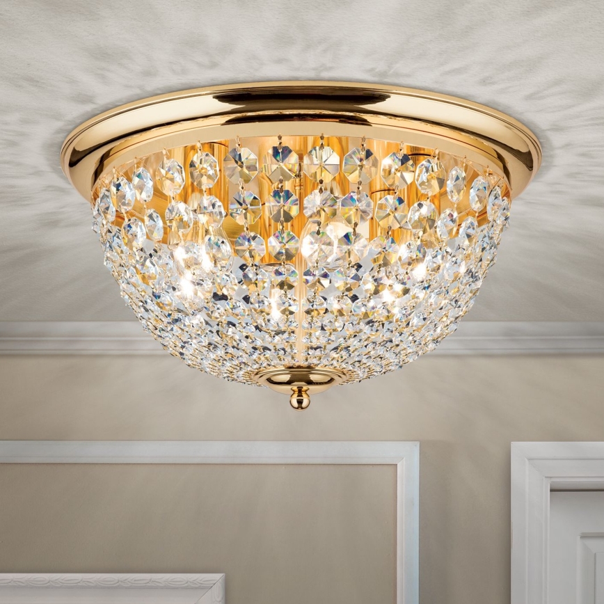 Iluminação de teto de cristal PLAFOND 6xE27/40W/230V diâmetro 47 cm dourado