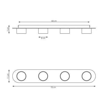 Iluminação de teto DIAZ 4xGX53/12W/230V preto/castanho