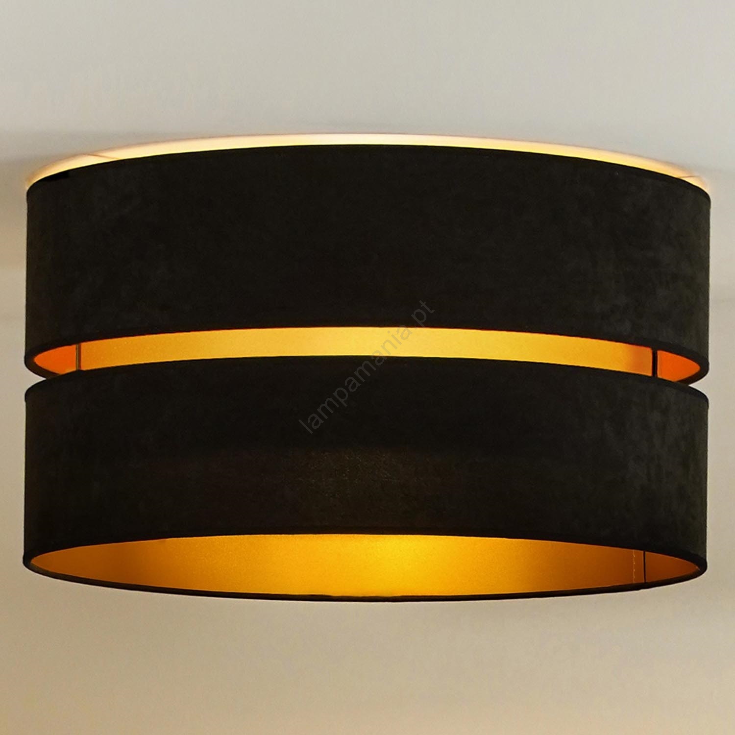 Iluminação de teto DUO 1xE27/40W/230V preta/dourada Lampamania
