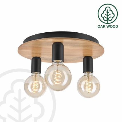 Iluminação de teto DUSTY 3xE27/15W/230V diâmetro 34 cm carvalho/preto