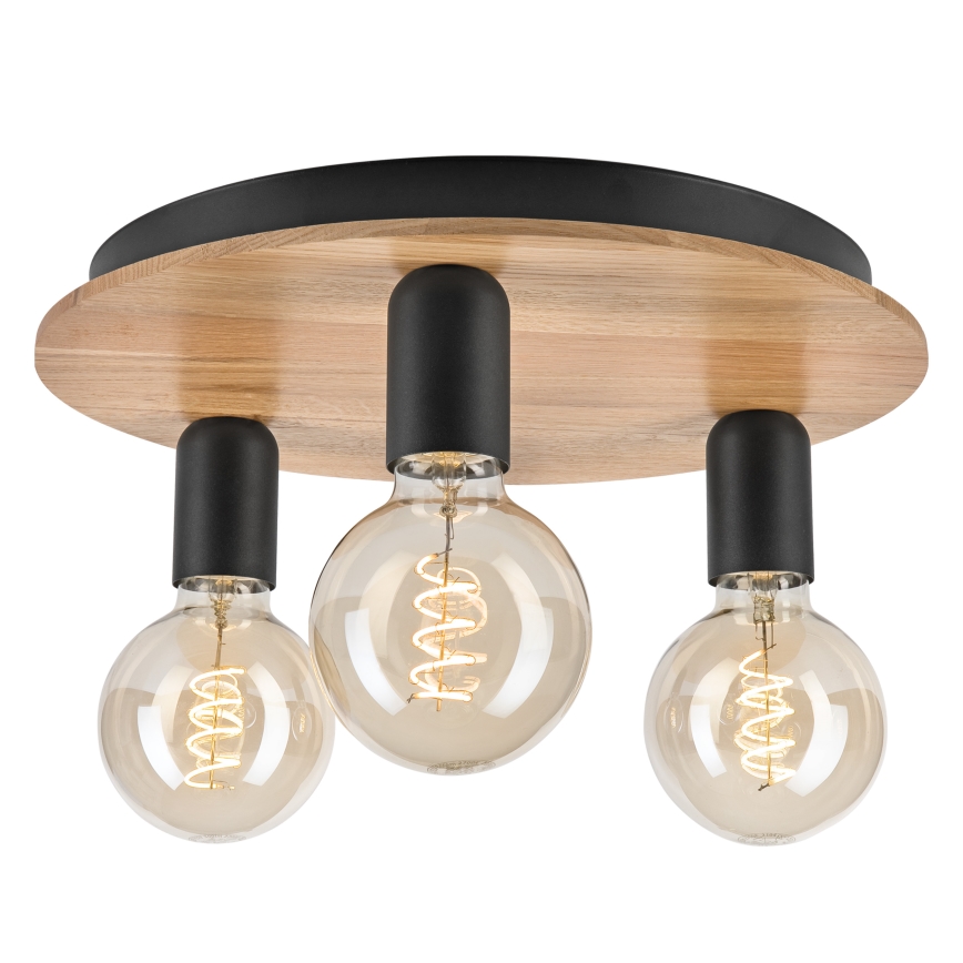 Iluminação de teto DUSTY 3xE27/15W/230V diâmetro 34 cm carvalho/preto