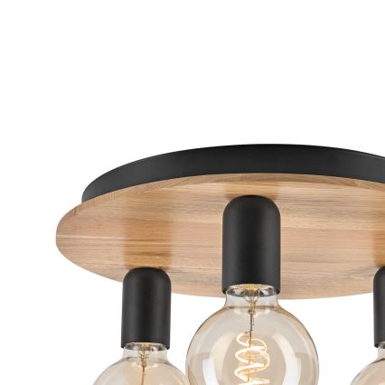Iluminação de teto DUSTY 3xE27/15W/230V diâmetro 34 cm carvalho/preto