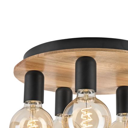 Iluminação de teto DUSTY 5xE27/15W/230V diâmetro 34 cm carvalho/preto