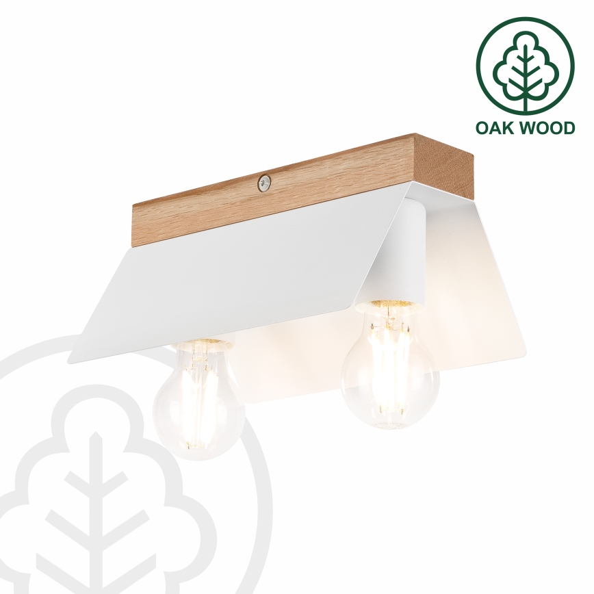 Iluminação de teto ESME 2xE27/15W/230V branco/carvalho