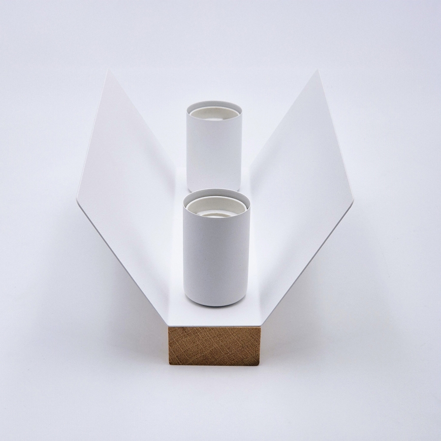 Iluminação de teto ESME 2xE27/15W/230V branco/carvalho