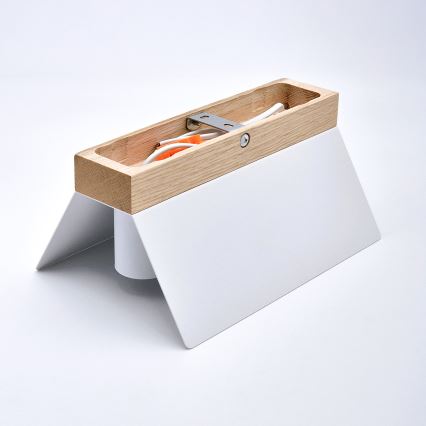 Iluminação de teto ESME 2xE27/15W/230V branco/carvalho