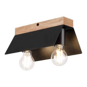 Iluminação de teto ESME 2xE27/15W/230V preto/carvalho