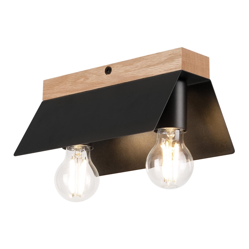 Iluminação de teto ESME 2xE27/15W/230V preto/carvalho