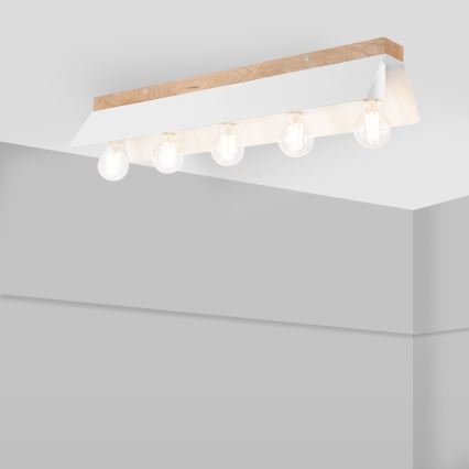 Iluminação de teto ESME 5xE27/15W/230V branco/carvalho