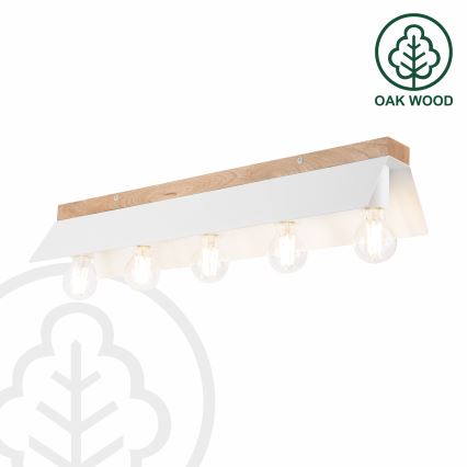 Iluminação de teto ESME 5xE27/15W/230V branco/carvalho