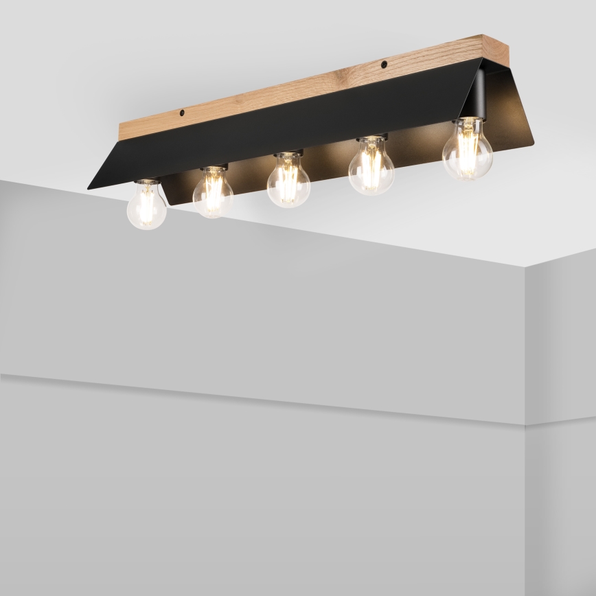Iluminação de teto ESME 5xE27/15W/230V preto/carvalho