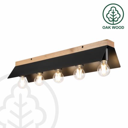 Iluminação de teto ESME 5xE27/15W/230V preto/carvalho