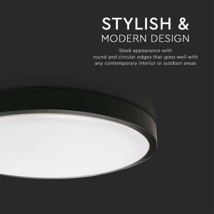 Iluminação de teto exterior LED com sensor LED/24W/230V 4000K IP44 preto