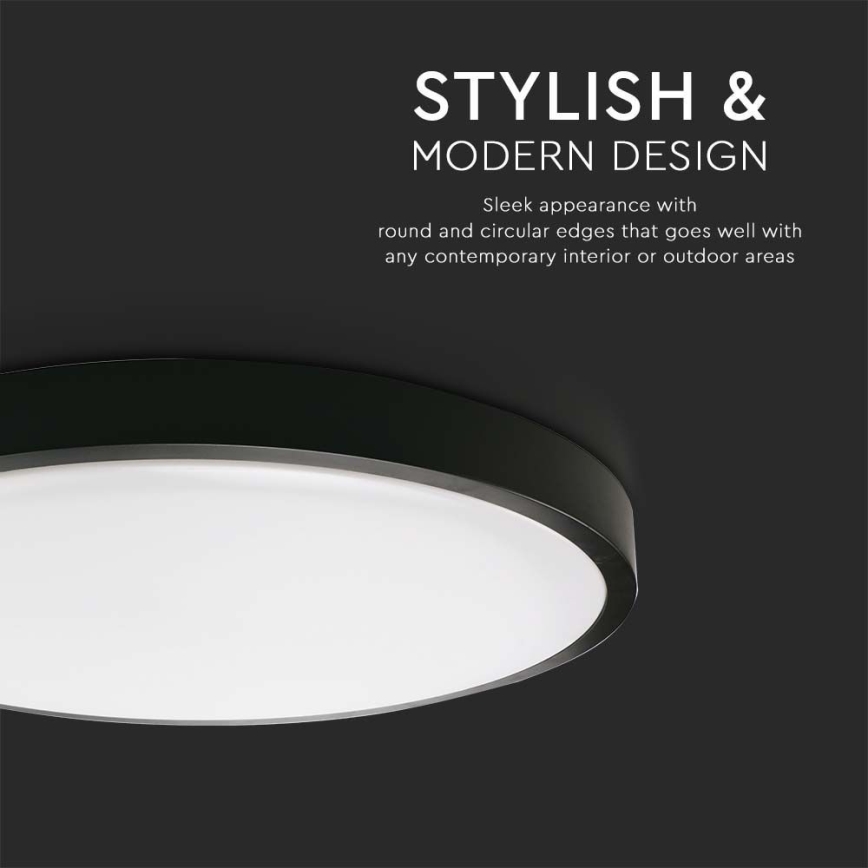 Iluminação de teto exterior LED com sensor LED/24W/230V 4000K IP44 preto