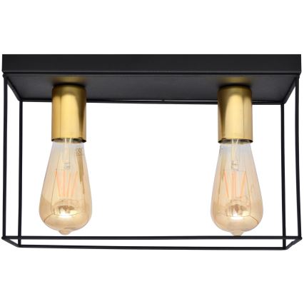 Iluminação de teto FINN 2xE27/15W/230V preto/dourada