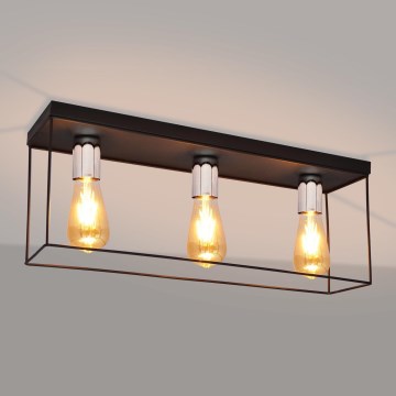 Iluminação de teto FINN 3xE27/15W/230V preto/cromado