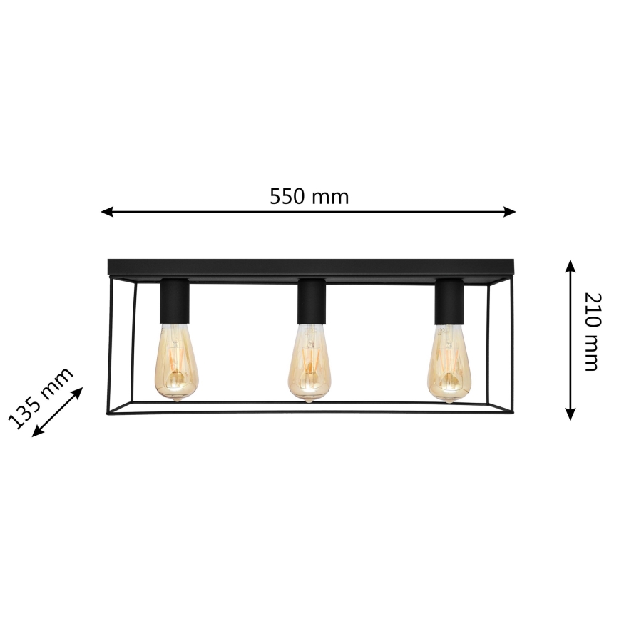 Iluminação de teto FINN 3xE27/15W/230V preto
