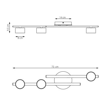 Iluminação de teto FRAGMENT 3xGX53/12W/230V preto