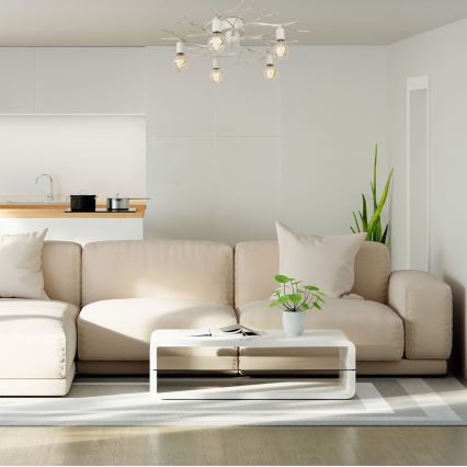 Iluminação de teto GARNISH 5xE27/15W/230V branco/pátina