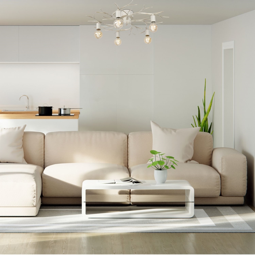 Iluminação de teto GARNISH 5xE27/15W/230V branco/pátina