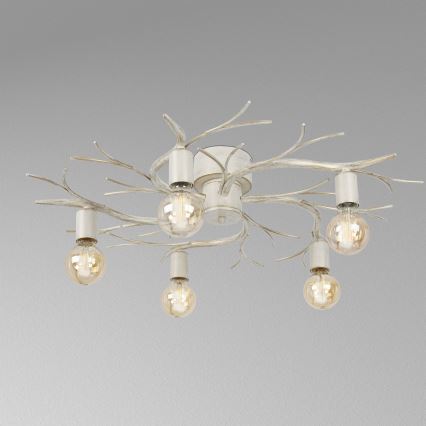 Iluminação de teto GARNISH 5xE27/15W/230V branco/pátina
