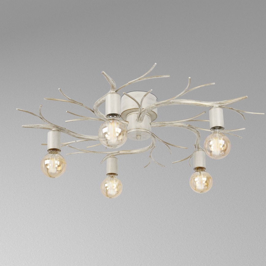 Iluminação de teto GARNISH 5xE27/15W/230V branco/pátina