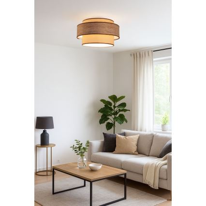 Iluminação de teto GRACE 1xE27/60W/230V diâmetro 40 cm bege/castanho