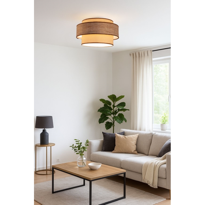 Iluminação de teto GRACE 1xE27/60W/230V diâmetro 40 cm bege/castanho