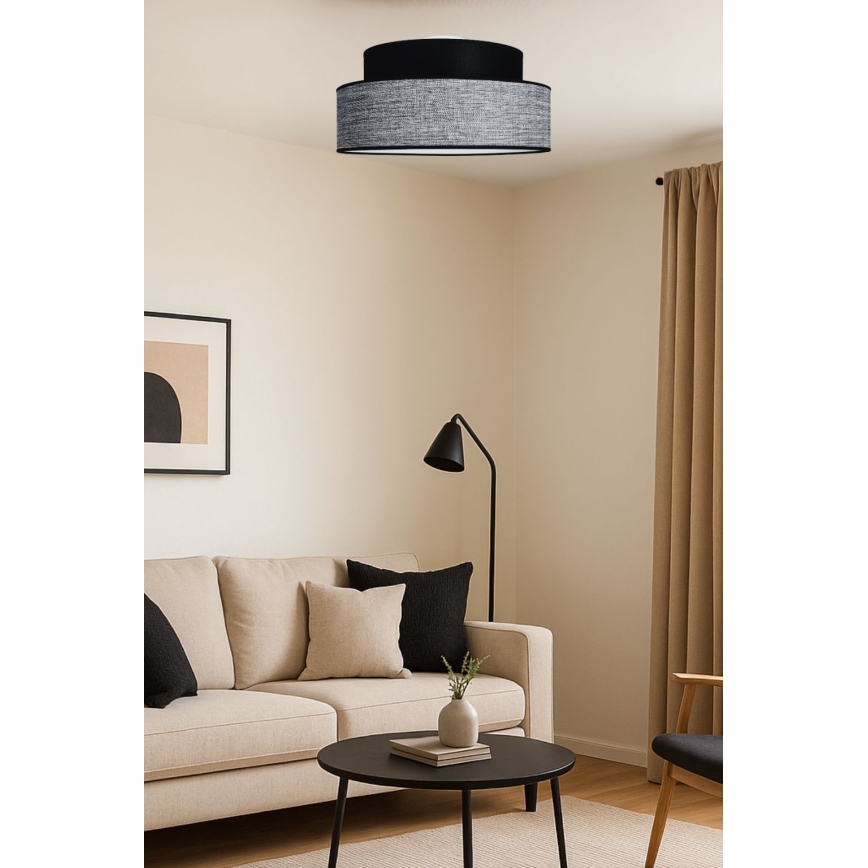 Iluminação de teto GRACE 1xE27/60W/230V diâmetro 40 cm preto/cinzento