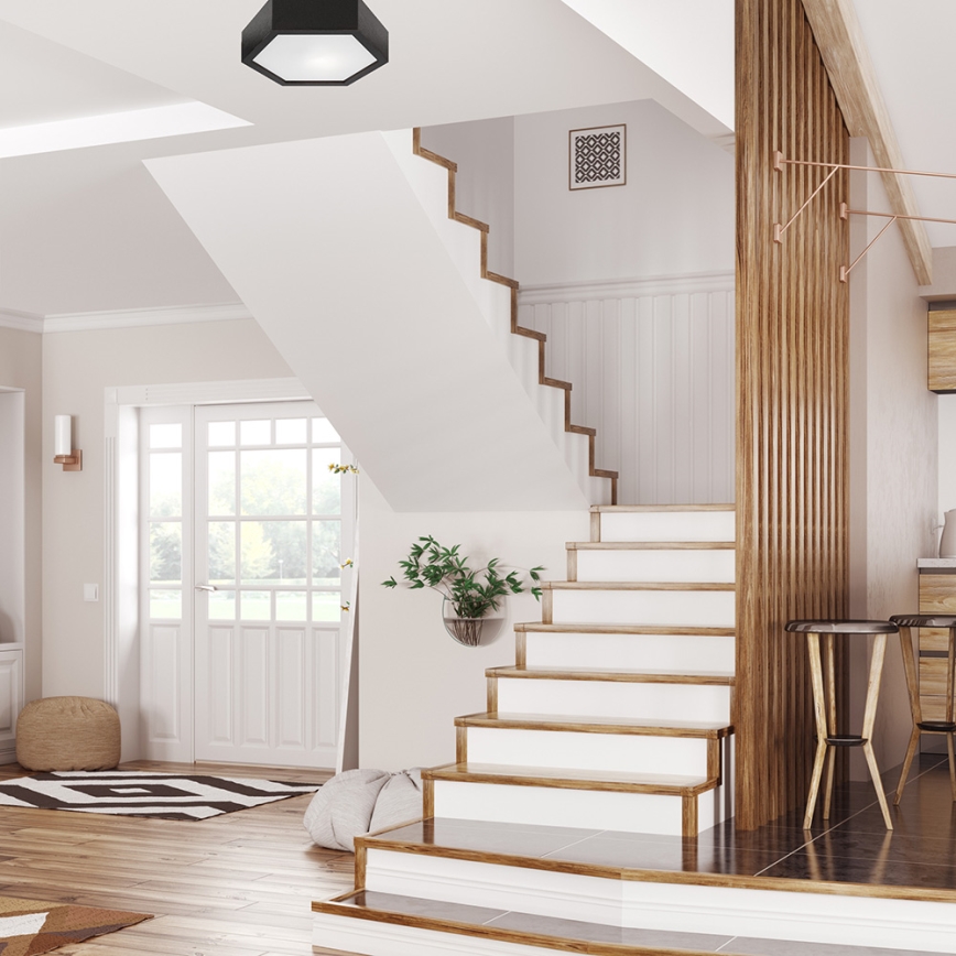 Iluminação de teto HEX 1xE27/60W/230V d. 32 cm pinho preto