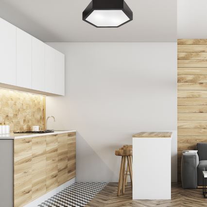 Iluminação de teto HEX 2xE27/60W/230V diâmetro 43 cm pinho wenge