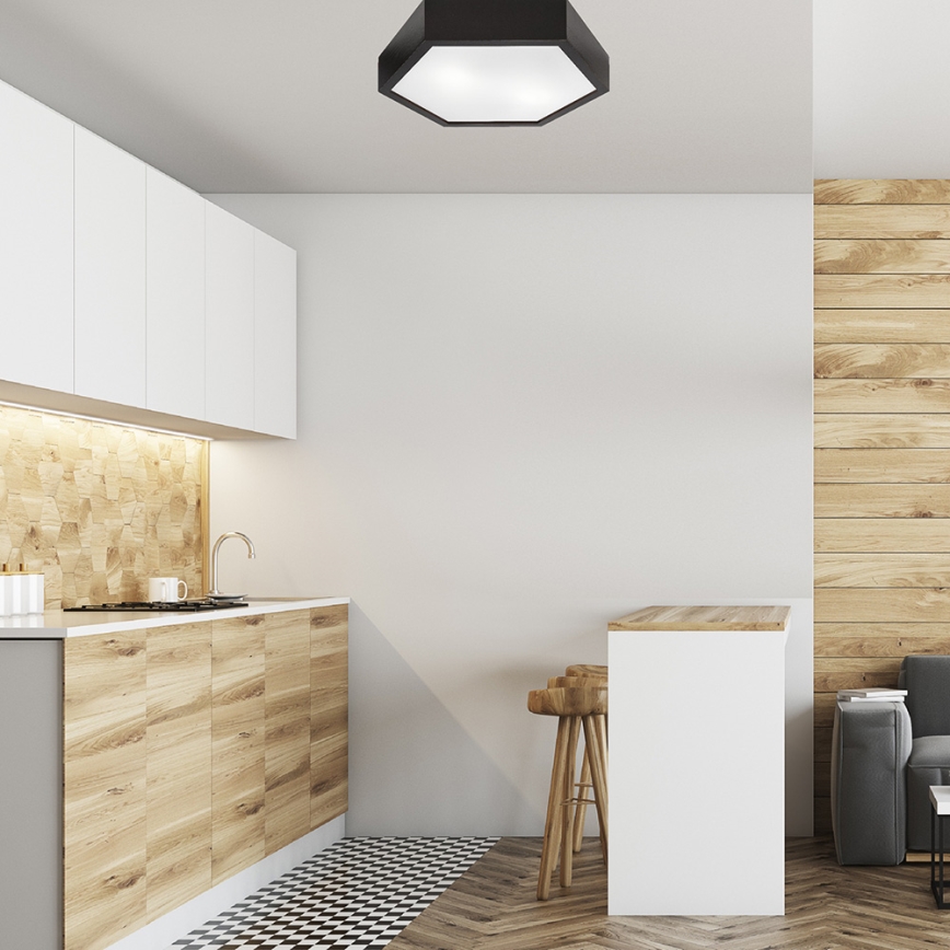 Iluminação de teto HEX 2xE27/60W/230V diâmetro 43 cm pinho wenge