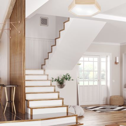 Iluminação de teto HEX NATURAL 2xE27/60W/230V d. 43 cm pinho