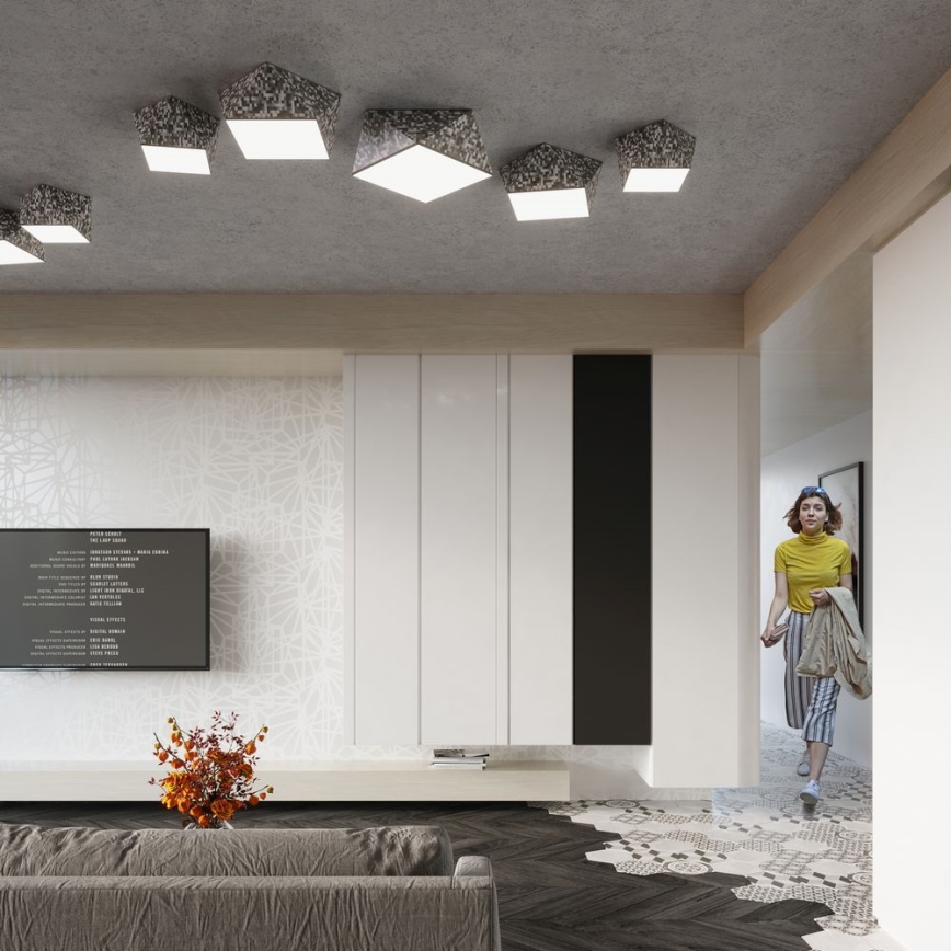 Iluminação de teto HEXA 3xE27/60W/230V prateada