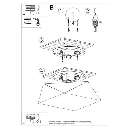 Iluminação de teto HEXA 3xE27/60W/230V prateada