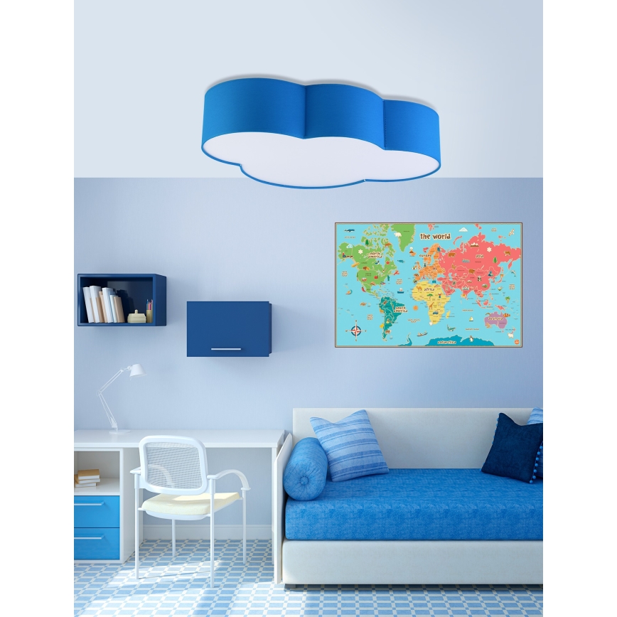 Iluminação de teto infantil CLOUD 4xE27/15W/230V azul