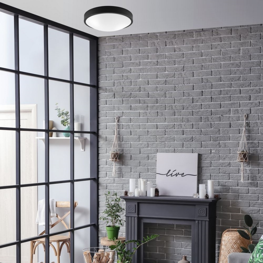 Iluminação de teto JONAS 2xE27/60W/230V diâmetro 36 cm preto