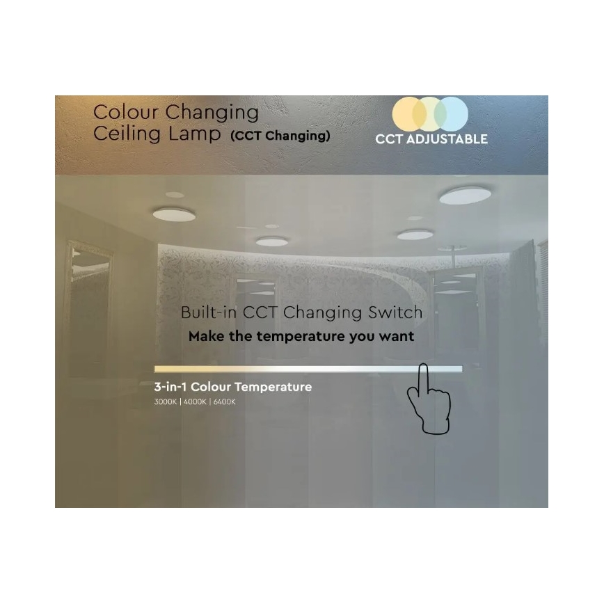 Iluminação de teto LED/18W/230V d. 31 cm 3000/4000/6400K