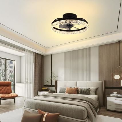 Iluminação de teto LED com regulação e ventoinha LED/35W/230V 3000-6500K preto + comando