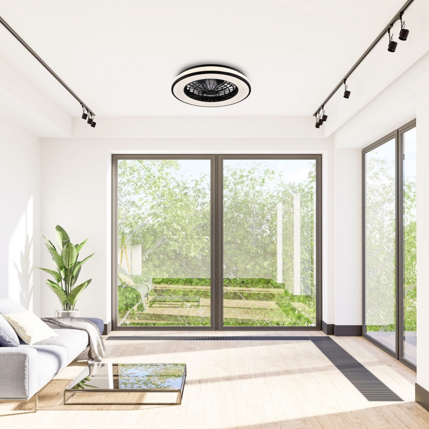 Iluminação de teto LED com regulação e ventoinha LED/48W/230V 3000-6500K preto + comando