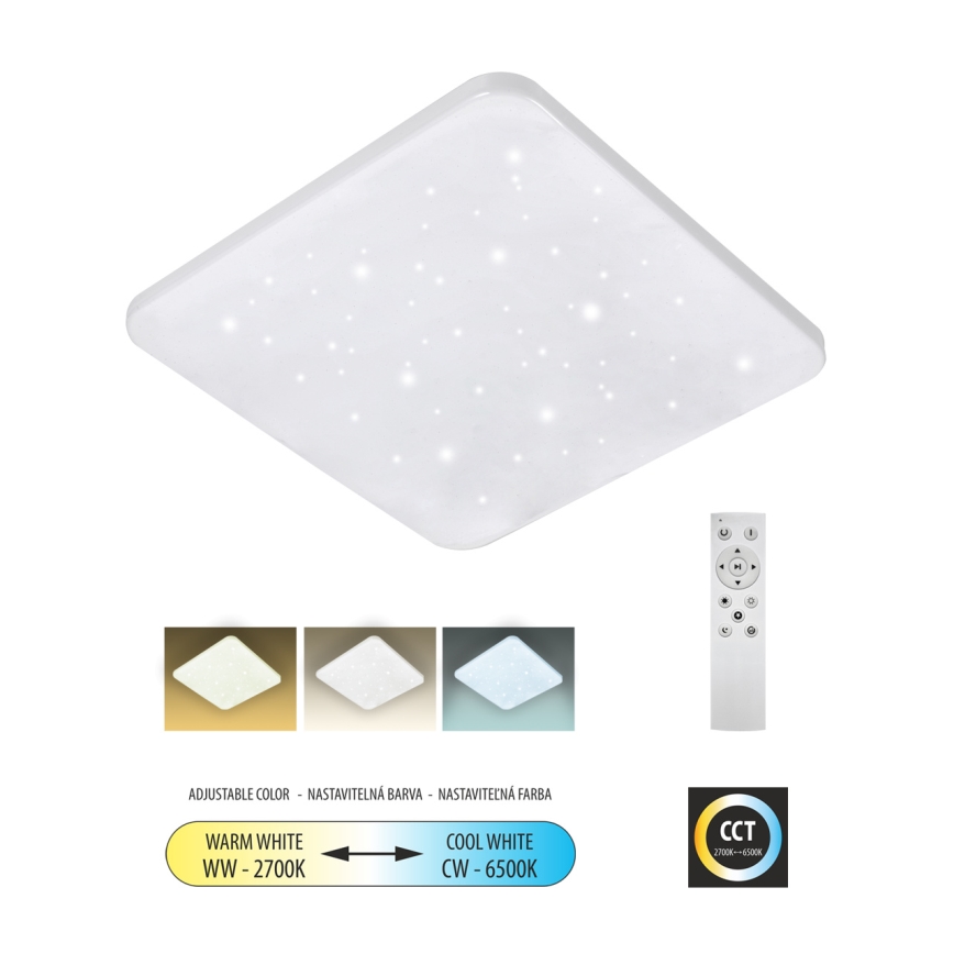 Iluminação de teto LED com regulação FLORA LED/60W/230V 2700-6500K 53x53 cm + comando