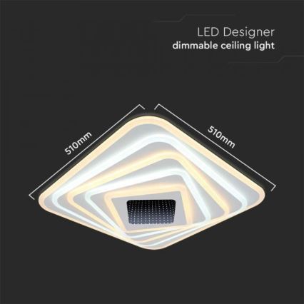 Iluminação de teto LED com regulação LED/150W/230V 3000-6500K 51x51 cm + comando