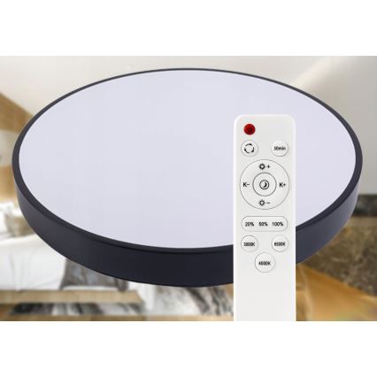Iluminação de teto LED com regulação LED/30W/230V 3000-6500K diâmetro 30 cm preto + comando